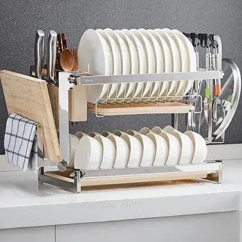 Dish Rack Drain Rack Kitchen Rack Multi-layer Drying Dish Dishes Tableware 304 Stainless Steel Floor Home Storage Rack
Dish Rack Drain Rack Kitchen Rack Multi-layer Drying Dish Dishes Tableware 304 Stainless Steel Floor Home Storage Rack