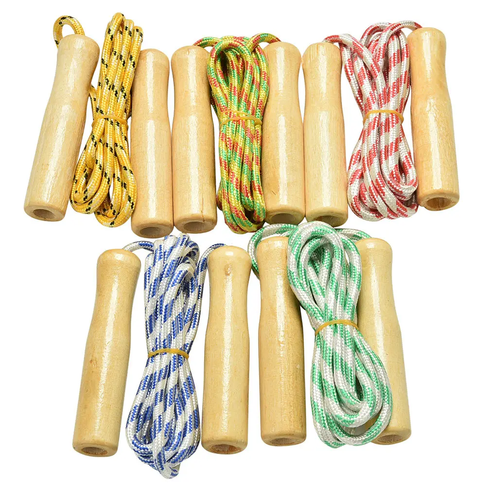 Description Picture 3 of item1PC Children Jump Rope Wooden Handle Rope Cute Sports Skipping Rope Practice Speed Jump Kid Fitness Equipment Training