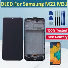 Écran tactile LCD OLED de remplacement, avec châssis, pour Samsung Galaxy M21 M31 M315=