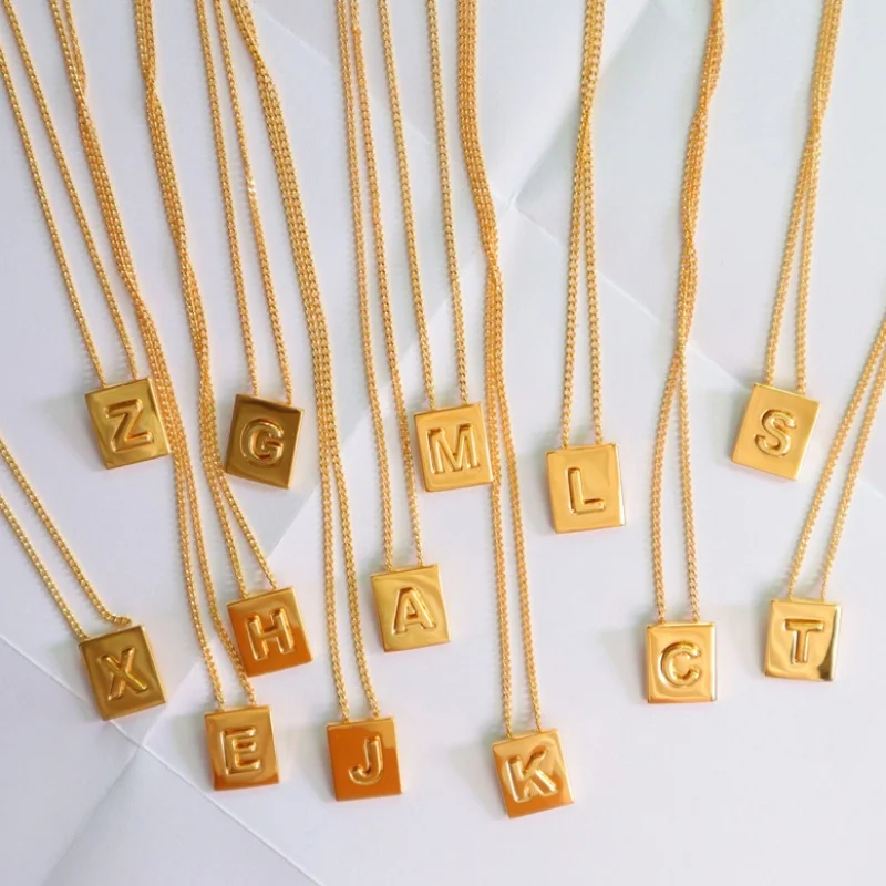 Korea Metal 26 Letter Square Necklace Personalized Simple Initial Pendants Rectangle Necklaces For Women Birthday Gift Party
Korea Metal 26 Letter Square Necklace Personalized Simple Initial Pendants Rectangle Necklaces For Women Birthday Gift Party
