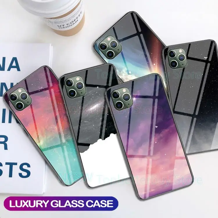 Чехол для iPhone XS Max XR X 11 Pro Роскошный чехол из закаленного стекла с изображением