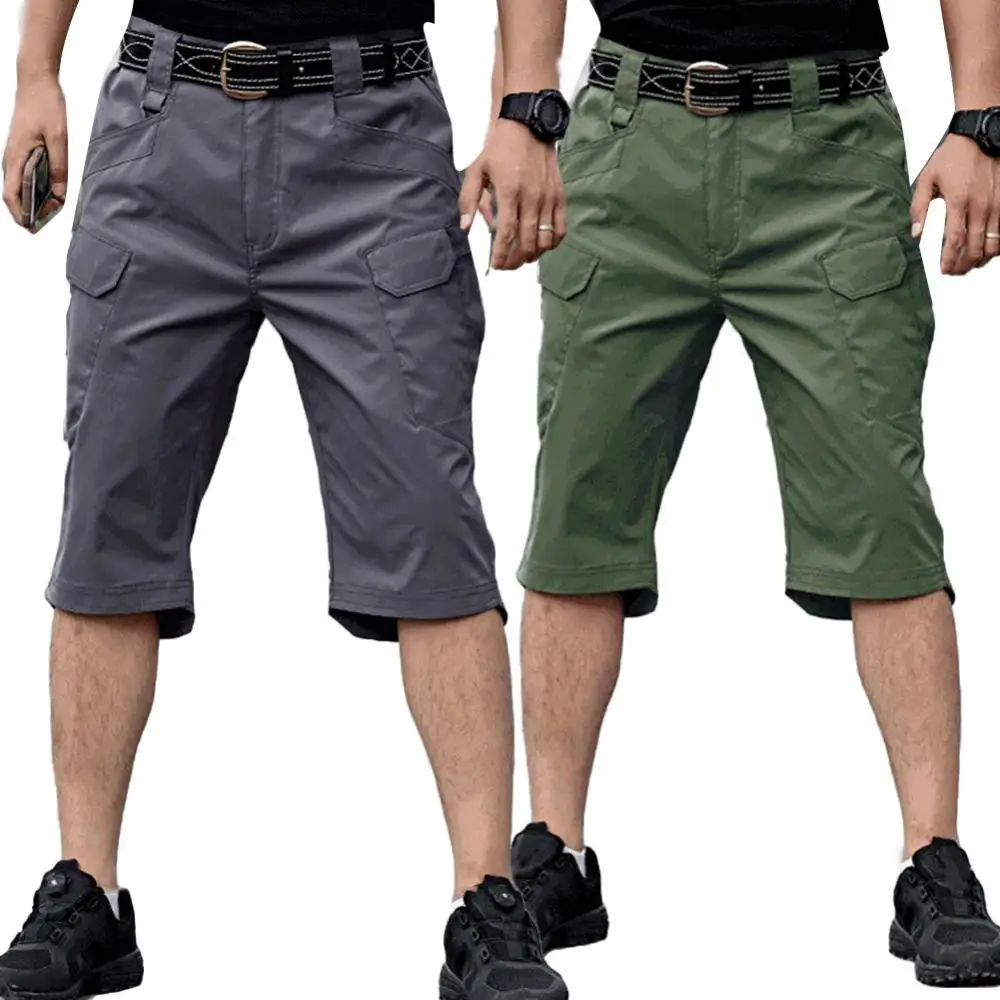 Брюки-Капри мужские быстросохнущие тактические штаны карго много карманов