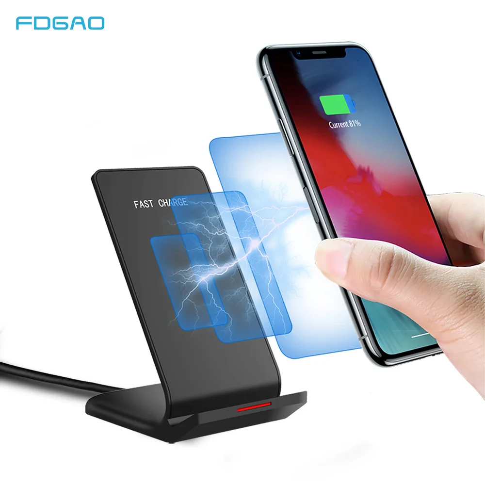 

FDGAO 10W Qi Standard Wireless Charger Quick Charging Stand Dock For iPhone XS Max XR 8 X Samsung S9 S8 Phone Fast charger