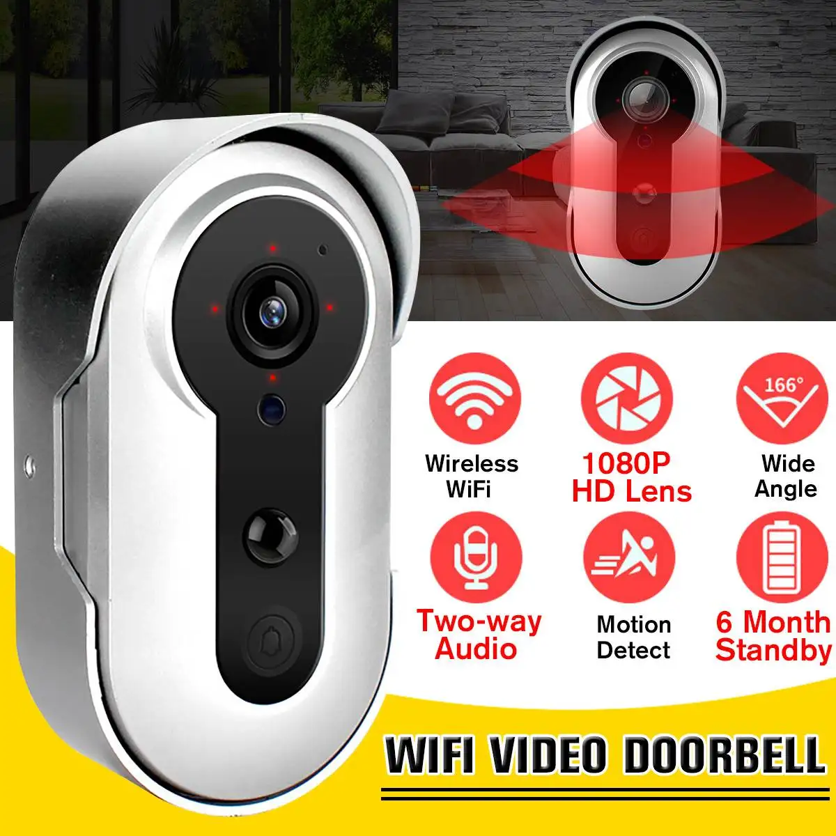 Wifi Doorbell 1080P HD Video Intercom Ring Wireless Door Bell with Camera 6 Months Long Standby IR Entry Door Alert Alarm
Wifi Doorbell 1080P HD Video Intercom Ring Wireless Door Bell with Camera 6 Months Long Standby IR Entry Door Alert Alarm