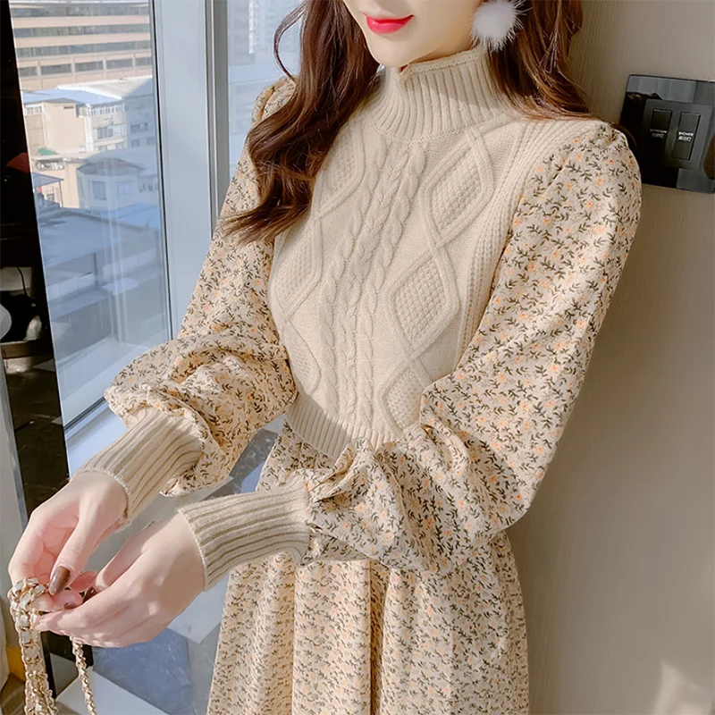 Elegant Half high collar Floral Corduroy Women Dress 2022 Spring Long Sleeve Patchwork Knitted Dress Female A-line Vestidos
Elegant Half high collar Floral Corduroy Women Dress 2022 Spring Long Sleeve Patchwork Knitted Dress Female A-line Vestidos