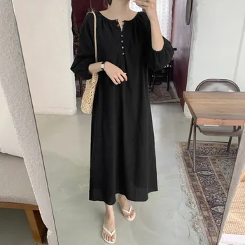 2020 Early Autumn CHIC South Korea Loose Simple Crew Neck Ninth Sleeve Mid-length Dress Women
2020 Early Autumn CHIC South Korea Loose Simple Crew Neck Ninth Sleeve Mid-length Dress Women