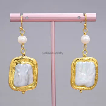 GG Jewelry White Square Keshi Pearl Golden plated Hook Earrings
GG Jewelry White Square Keshi Pearl Golden plated Hook Earrings