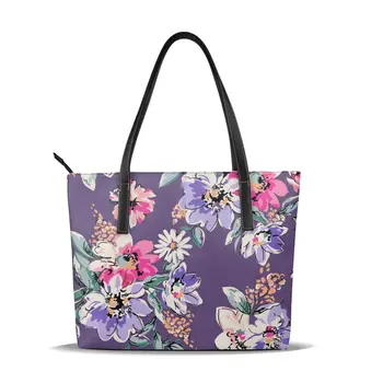 Women Shoulder Bag Flower On Purple Fashion Women Handbags PU Leather Large Capacity Tote Bag Casual Tote women Messenger bag 
Women Shoulder Bag Flower On Purple Fashion Women Handbags PU Leather Large Capacity Tote Bag Casual Tote women Messenger bag