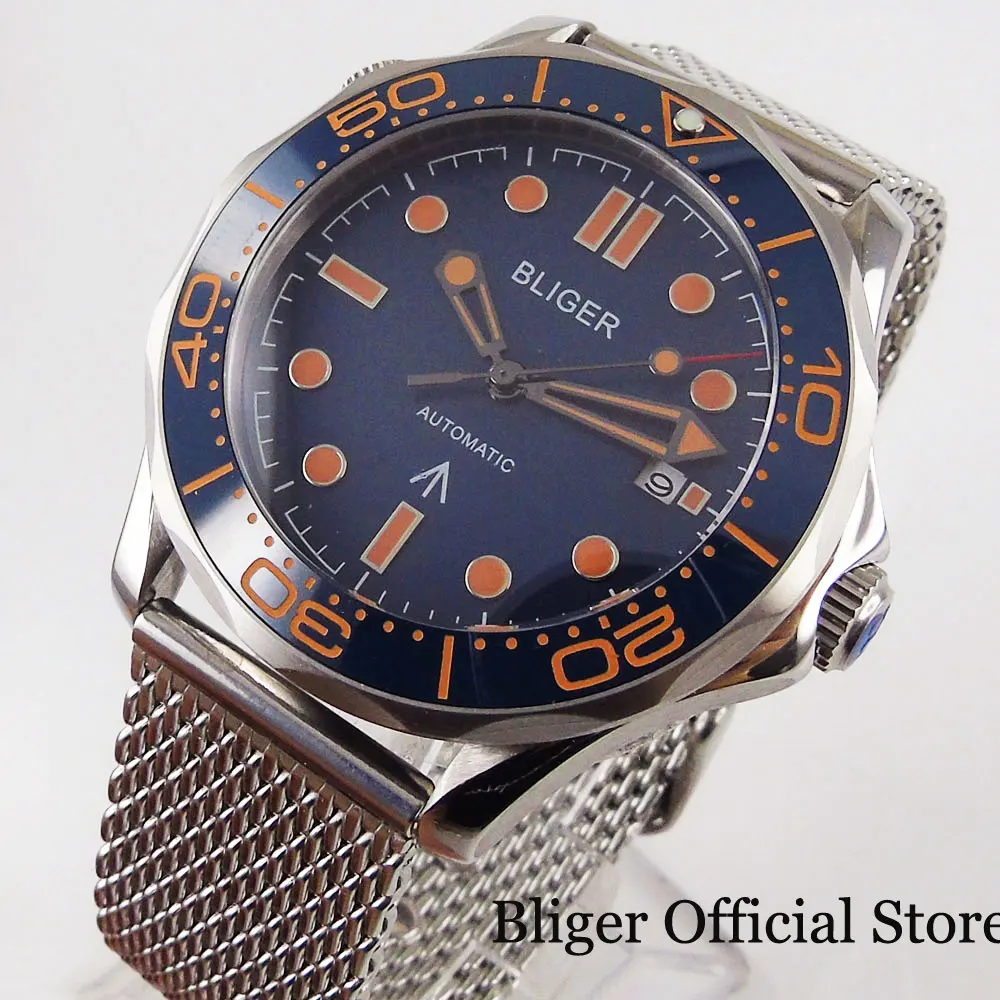BLIGER Blue 41mm Men Wristwatch Automatic Movement Rotating Bezel Date Window Mental Band
BLIGER Blue 41mm Men Wristwatch Automatic Movement Rotating Bezel Date Window Mental Band