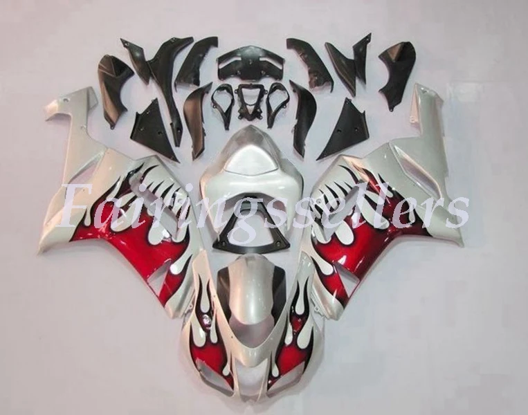 Kawasaki - ZX-6R 07-08 Silver Red Flame