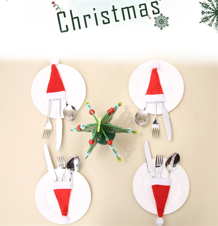 10PC Tableware Holder bag Christmas hat Christmas 2020 Christmas Decorations home decoration accessories Kitchen Tableware Holde 10PC Tableware Holder bag Christmas hat Christmas 2020 Christmas Decorations home decoration accessories Kitchen Tableware Holde