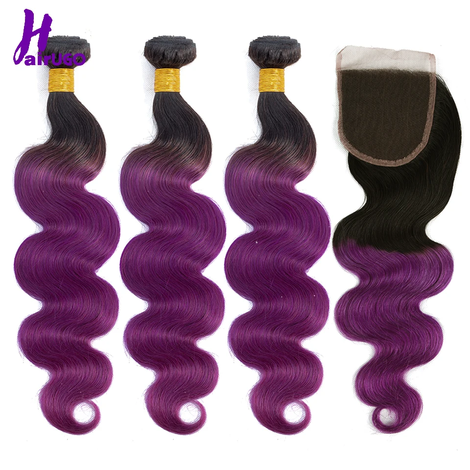 1B/Purple Human Hair Bundles With Closure 4*4 Non Remy Ombre Malaysian Hair Bundles Body Wave HairUGo 100% Human Hair Extensions
1B/Purple Human Hair Bundles With Closure 4*4 Non Remy Ombre Malaysian Hair Bundles Body Wave HairUGo 100% Human Hair Extensions