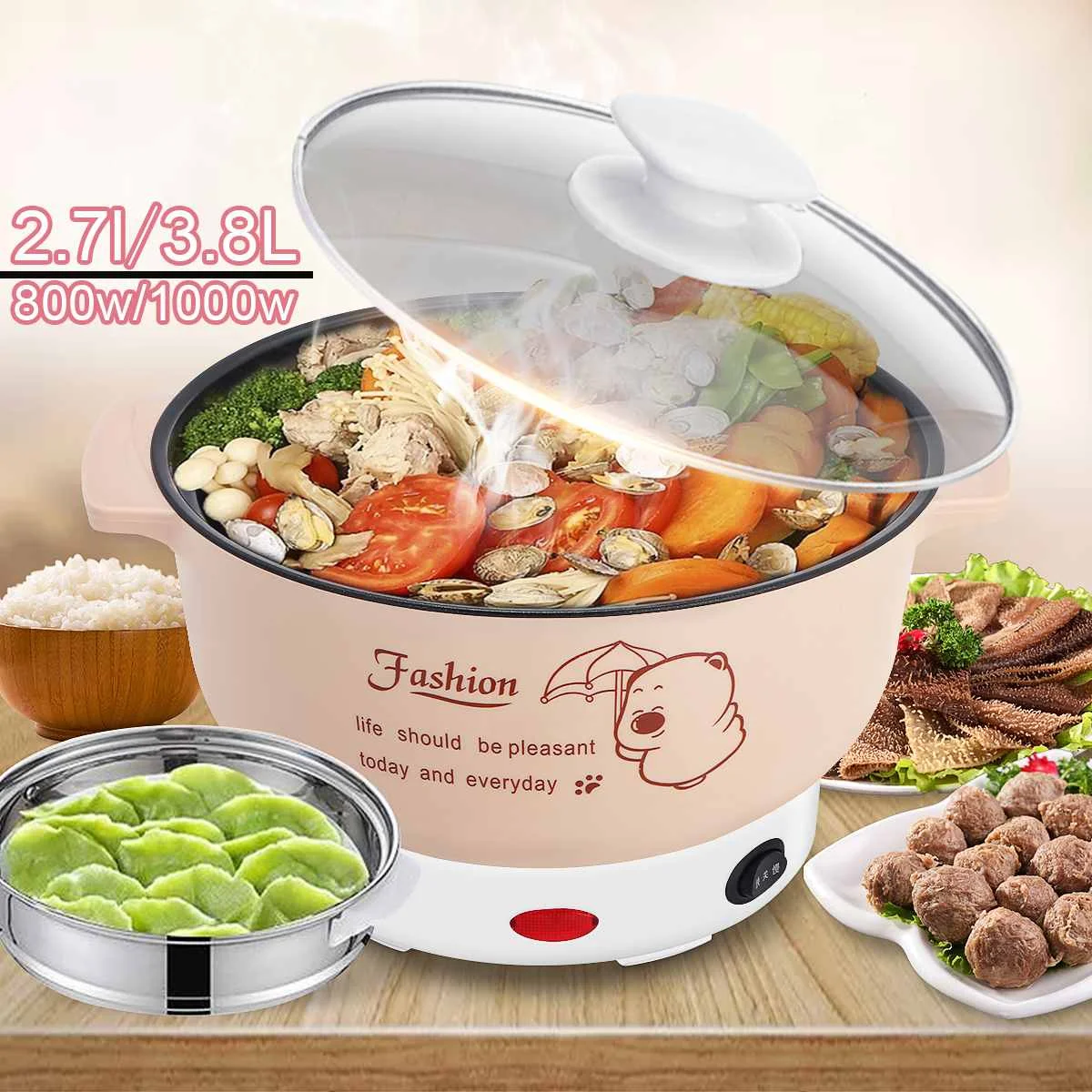 Electric Cooker Non-stick Pan Compound Multi-layer Bottom 2.7/ 3.8 L Multifunctional Steam Fry Soup Stew Hotpot Portable Pot
Electric Cooker Non-stick Pan Compound Multi-layer Bottom 2.7/ 3.8 L Multifunctional Steam Fry Soup Stew Hotpot Portable Pot