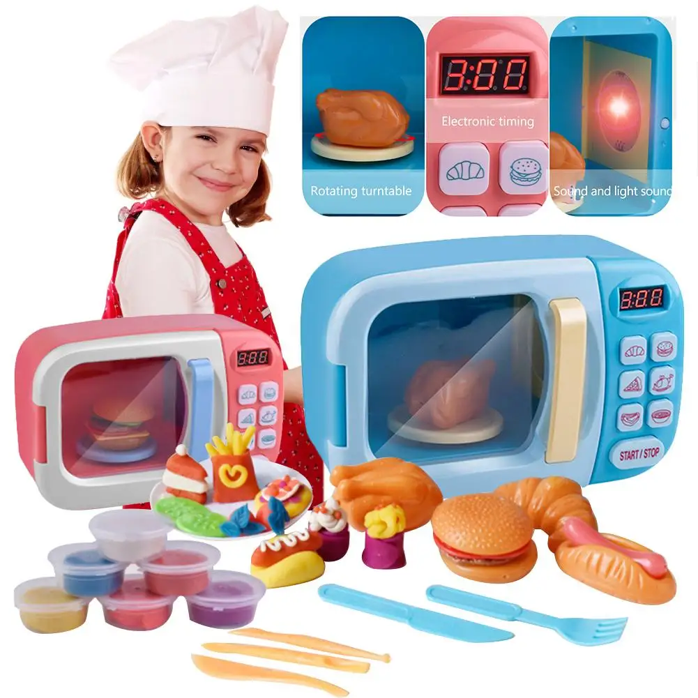 

Kitchen Toys Microwave Tableware Toys Small Household Kitchenware Toys Play House Toy For Children Simulation Fries Hamburger