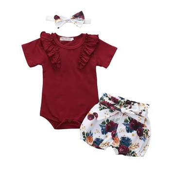 WEIXINBUY Baby Girl Solid Color Top Newborn Kids Baby Girls Outfits Clothes Romper Bodysuit+Flower Printed Shorts+Headband Set 
WEIXINBUY Baby Girl Solid Color Top Newborn Kids Baby Girls Outfits Clothes Romper Bodysuit+Flower Printed Shorts+Headband Set