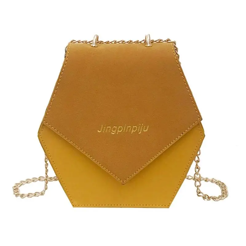 Fashion Women PU Chain Shoulder Bags Geometric Hexagon Polygon Casual Crossbody Bag Flap Hasp Yellow | Багаж и сумки