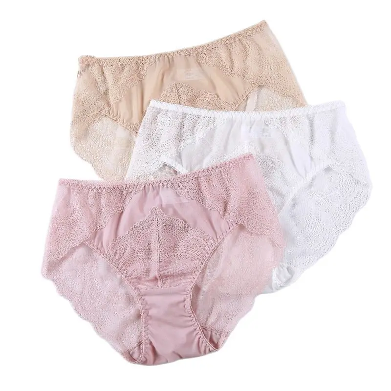 

Women's Lace Panties Mid Waist Breifs Smooth Seamless Underpants Sofe Breathalbe Panties Female Lingerie Ladies Underwear