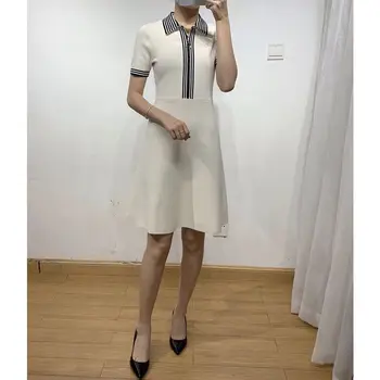 Women Dress 2020 Spring and Summer Zipper White Striped Knitted A-line Dress
Women Dress 2020 Spring and Summer Zipper White Striped Knitted A-line Dress