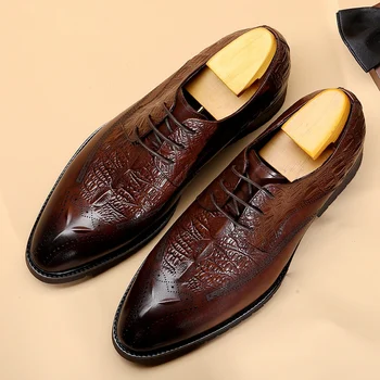 Amazing Man Alligator Pattern Handmade Derby Party Wedding Shoes Genuine Leather Men's Pointed Toe Laces Welted Office Flats DX115
Amazing Man Alligator Pattern Handmade Derby Party Wedding Shoes Genuine Leather Men's Pointed Toe Laces Welted Office Flats DX115