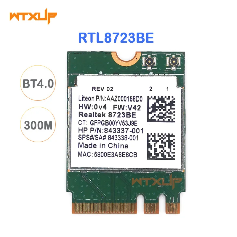 Беспроводной адаптер WTXUP для Realtek RTL8723BE 802.11n Wi Fi карта Bluetooth 4 0 NGFF SPS 843338 001 300