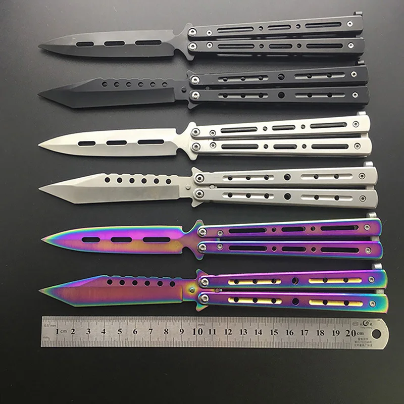 Folding Knife Titanium CS GO Karambit Knife Practice Folding Knife Butterfly Trainer Knife Case Dull Blade No Edge Tool
Folding Knife Titanium CS GO Karambit Knife Practice Folding Knife Butterfly Trainer Knife Case Dull Blade No Edge Tool