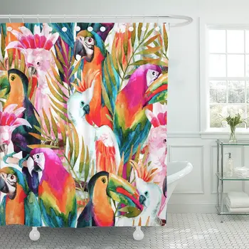 Watercolor Parrots on Hand Different Species of and Palm Shower Curtain Waterproof Polyester Fabric 72 x 78 inches Set with Hook
Watercolor Parrots on Hand Different Species of and Palm Shower Curtain Waterproof Polyester Fabric 72 x 78 inches Set with Hook