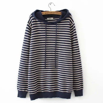 New Arrival Autumn Striped Hooded Sweater Women Plus Size Loose Lace Up Knitwear Pullovers Ladies Hooded Jumpers YY9616
New Arrival Autumn Striped Hooded Sweater Women Plus Size Loose Lace Up Knitwear Pullovers Ladies Hooded Jumpers YY9616