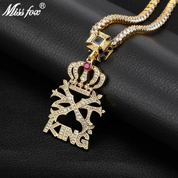 Missfox Crown King Personality Hip Hop Hipster Pendant Necklace Men Gold Solid Zircon Copper Necklace Fashion Top Quality Trendy 
Missfox Crown King Personality Hip Hop Hipster Pendant Necklace Men Gold Solid Zircon Copper Necklace Fashion Top Quality Trendy