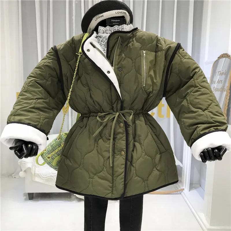 

Army Green Woman Coats Winter 2019 Zipper Solid Women's Jackets and Parkas Abrigos Mujer Invierno Casacas Para Mujer Invierno