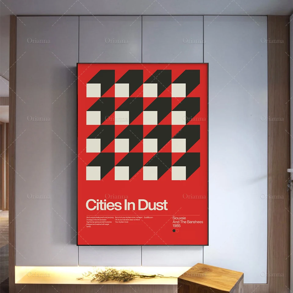 Cities In Dust - 1985, New Wave Song Minimalistic Swiss Graphic Design Poster Art Print Wall Art Canvas Painting Picture
Cities In Dust - 1985, New Wave Song Minimalistic Swiss Graphic Design Poster Art Print Wall Art Canvas Painting Picture