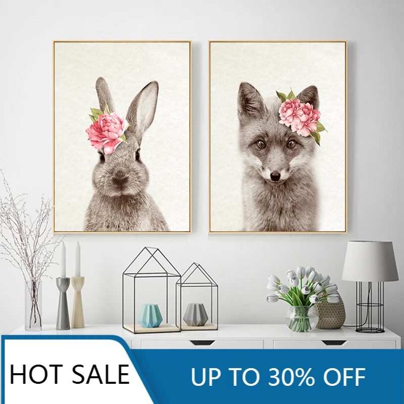 Flowers Fox Fawn Rabbit Wall Art Picture Christmas Animal Canvas Poster Nursery Print Minimalist Painting Kids Baby Room Deco
Flowers Fox Fawn Rabbit Wall Art Picture Christmas Animal Canvas Poster Nursery Print Minimalist Painting Kids Baby Room Deco