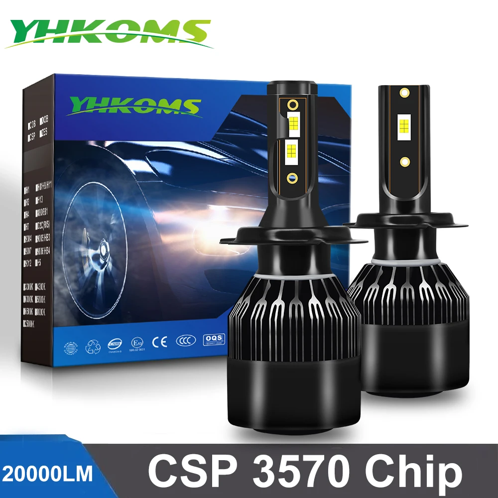 YHKOMS H4 светодиодный H7 20000LM H1 H8 H9 H11 9005 HB3 9006 HB4 9012 Автомобильный светильник лампы Авто