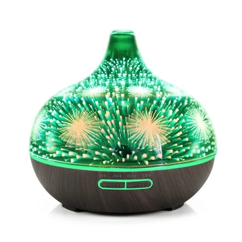 

3D Firework Glass Air Humidifier with 7Color Led Night Light Aroma Essential Oil Diffuser Mist Maker Ultrasonic Humidifier Dark