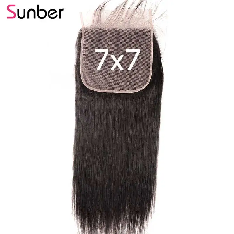 Фото Sunber Hair 7x7 прямые волосы для наращивания 100% Человеческие remy 10 18 - купить