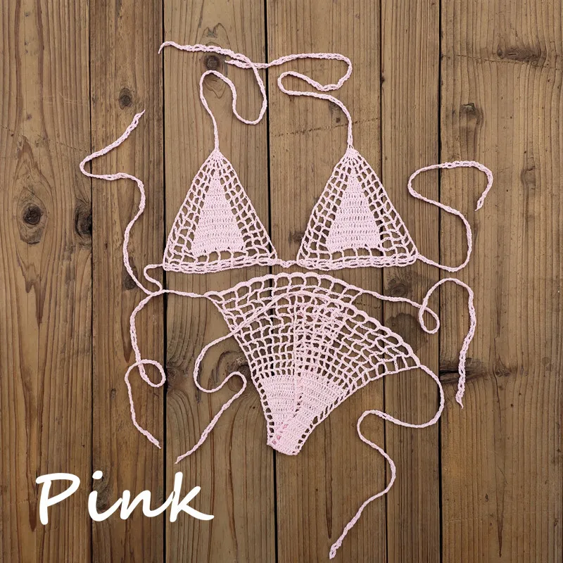 Handmade Crochet Bikini Set - Sexy Micro-Swimsuit  Beach Sundress