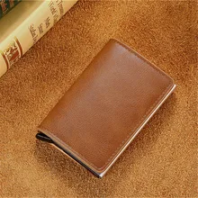 BISI GORO Rfid Protector etui na karty kredytowe portfel bezpieczeństwa PU skóra mężczyźni Metal Vintage Business bankowa karta identyfikacyjna posiadacz karty(China)