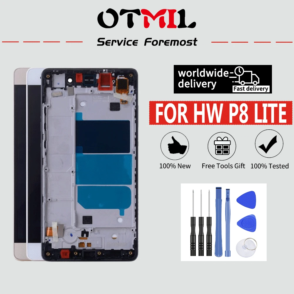5.0"OTMIL 100% New For Huawei P8 Lite LCD Display Touch Screen With Frame Digitizer Assembly For Huawei P8 Lite 2016 LCD #1
5.0"OTMIL 100% New For Huawei P8 Lite LCD Display Touch Screen With Frame Digitizer Assembly For Huawei P8 Lite 2016 LCD #1