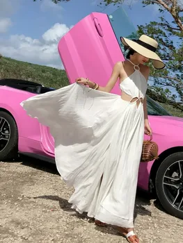 Vintage Boho Dress New Hot Summer Sexy Charm Double Chiffon Dresses Side Splitted Women Sundress Halter Drawsting X-long Dress
Vintage Boho Dress New Hot Summer Sexy Charm Double Chiffon Dresses Side Splitted Women Sundress Halter Drawsting X-long Dress