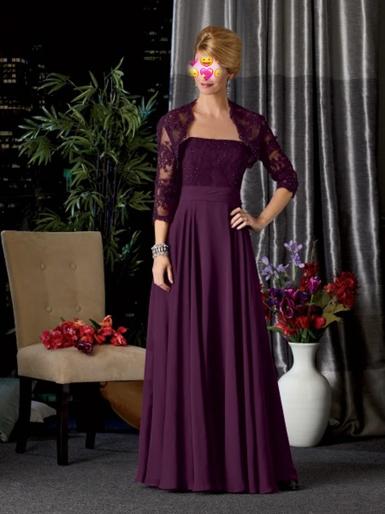 A Line Purple Mother of Bride Dresses Lace Jacket Evening Dresses For Weddings vestido de festa para mae da noiva Chiffon
A Line Purple Mother of Bride Dresses Lace Jacket Evening Dresses For Weddings vestido de festa para mae da noiva Chiffon