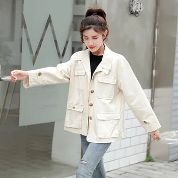 2020 autumn new coat women loose trench large pocket tooling clothing Female cowgirl short trench coat drop shippng
2020 autumn new coat women loose trench large pocket tooling clothing Female cowgirl short trench coat drop shippng