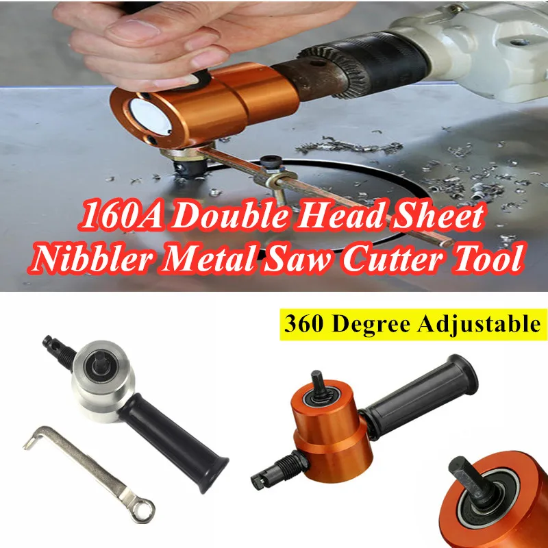 160A Double Head Sheet Nibbler Metal Saw Cutter Tool 360 Degree Adjustable Attachment Free Cutting Tool Sheet Metal Cut
160A Double Head Sheet Nibbler Metal Saw Cutter Tool 360 Degree Adjustable Attachment Free Cutting Tool Sheet Metal Cut