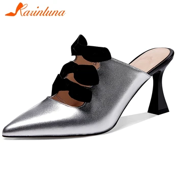 KARINLUNA Ladies Casual High Heels Mules Elegant Pointed Toe Summer Pumps Women Fashion Metallic Genuine Leather Shoes Woman
KARINLUNA Ladies Casual High Heels Mules Elegant Pointed Toe Summer Pumps Women Fashion Metallic Genuine Leather Shoes Woman