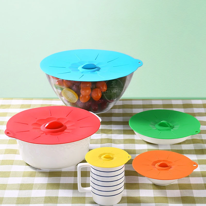 Silicone Lids Pots Pans Cups and Microwave Food Storage Covers Combo Vacuum Lid with Suction Effect for Kitchen Set of 5
Silicone Lids Pots Pans Cups and Microwave Food Storage Covers Combo Vacuum Lid with Suction Effect for Kitchen Set of 5