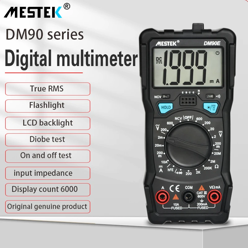 MESTEK Digital Multimeter 6000 Counts High Speed Auto Range Tester Intelligent NCV True RMS Temperature Universal Multimetro
MESTEK Digital Multimeter 6000 Counts High Speed Auto Range Tester Intelligent NCV True RMS Temperature Universal Multimetro