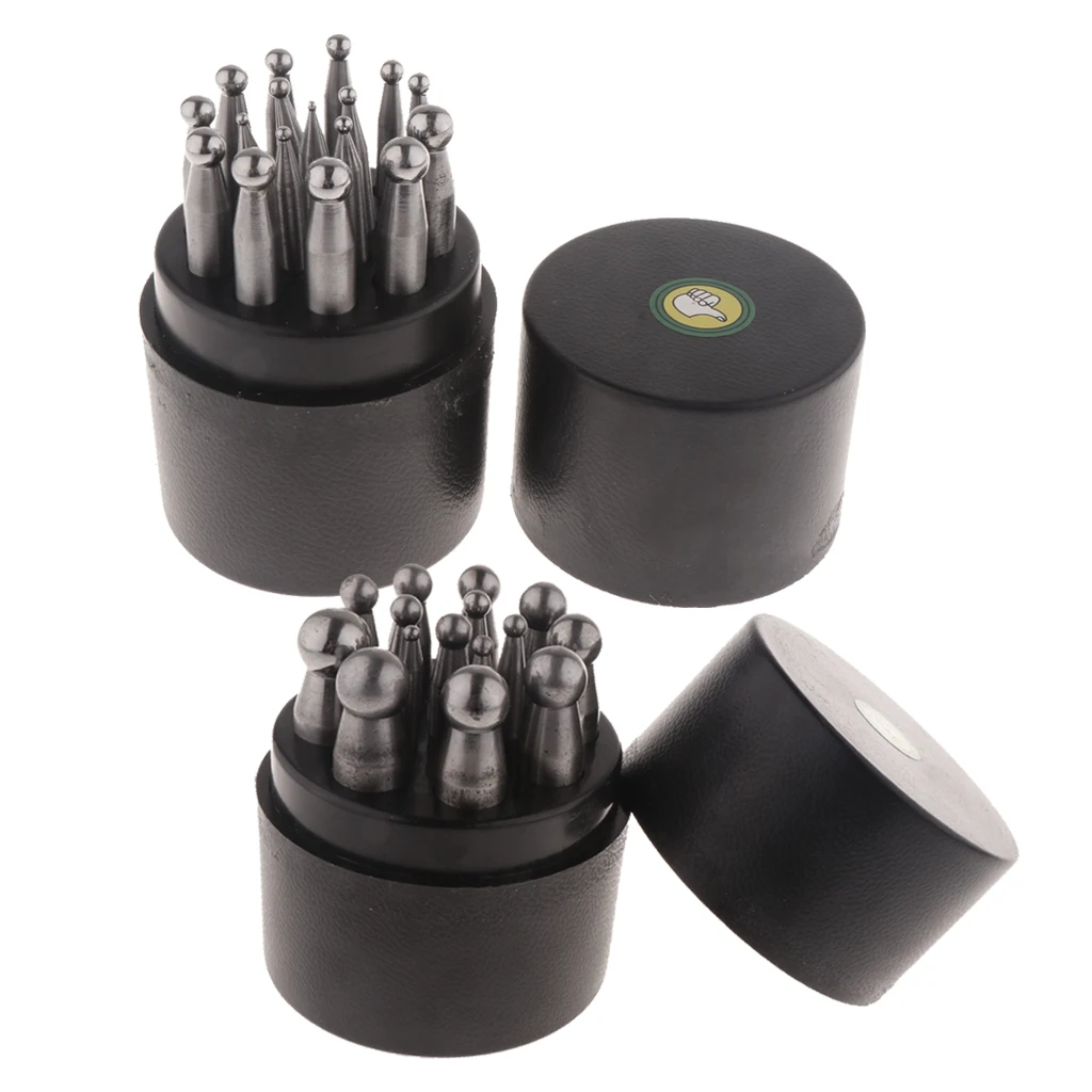 Jewelry DIY Craft Punch Set Metal Dapping Working Tool Kit(15pcs/17pcs)