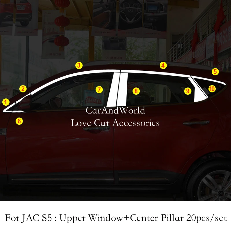 For JAC S5 2013-2017 Stainless Steel Car Door Full Window Pillar B/C Post Center Column Cover Trims Sticker External Accessories
For JAC S5 2013-2017 Stainless Steel Car Door Full Window Pillar B/C Post Center Column Cover Trims Sticker External Accessories