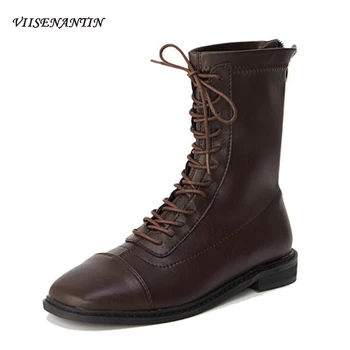 Leather Stretch Women Ankle Boots Female British Style Flat Back Zipper Short Boots Square Toe Middle Tube Handsome Shoes
Leather Stretch Women Ankle Boots Female British Style Flat Back Zipper Short Boots Square Toe Middle Tube Handsome Shoes