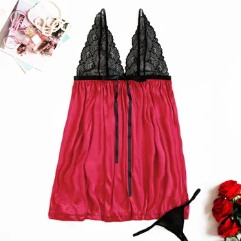 Satin Lace Black Lingerie Women Backless Pajamas Silk Sleepwear Sexy Underwear Seamless Nightwear Sexy Underwear пижама LW
Satin Lace Black Lingerie Women Backless Pajamas Silk Sleepwear Sexy Underwear Seamless Nightwear Sexy Underwear пижама LW