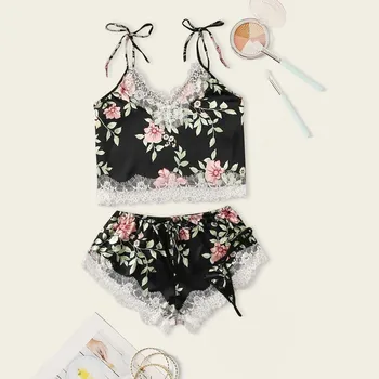 3PC Women Satin Lace Silk Camisole Shorts Thong Set Printing Pajamas Lingerie pijama Lace Bra Panties Set Plus Size
3PC Women Satin Lace Silk Camisole Shorts Thong Set Printing Pajamas Lingerie pijama Lace Bra Panties Set Plus Size