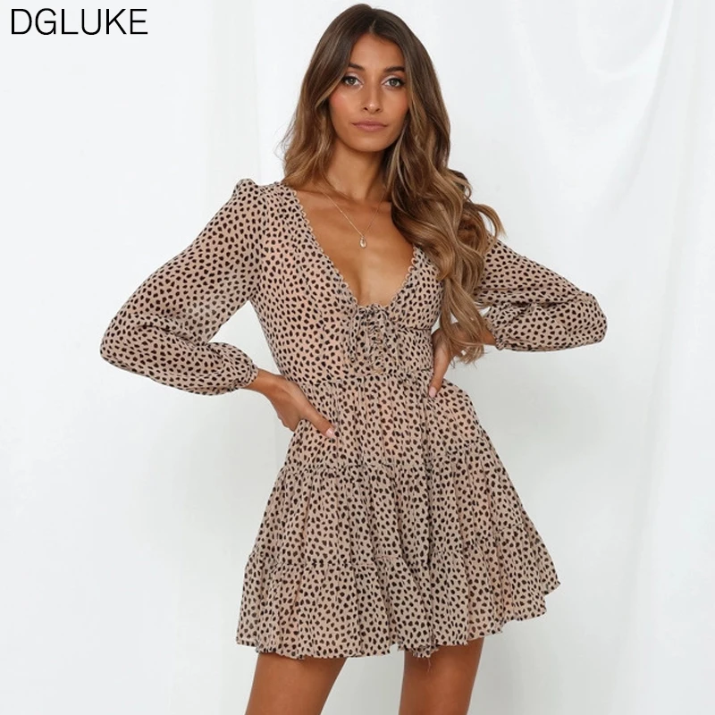DGLUKE Sexy Leopard Long Sleeve Mini Dress V-Neck A-Line Ruffle Boho Dress Elegant Bow Tie Party Dresses Summer Autumn Sundress
DGLUKE Sexy Leopard Long Sleeve Mini Dress V-Neck A-Line Ruffle Boho Dress Elegant Bow Tie Party Dresses Summer Autumn Sundress